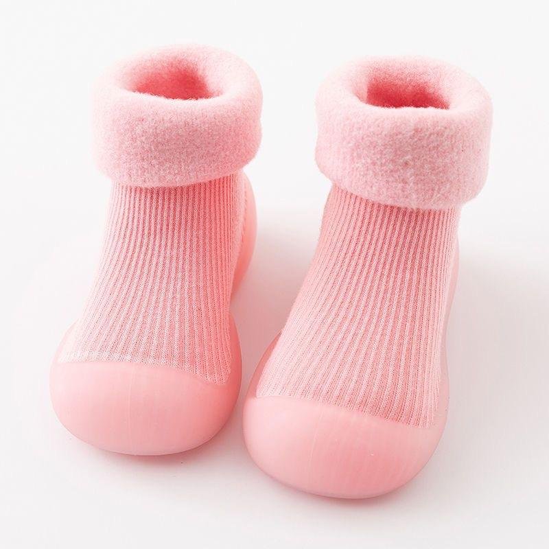 Winter Thickened Baby Walking Soft Sole Shoes Warm Solid Color Baby Non Slip Socks