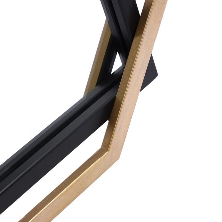 Modern Square Vanity Decorative Wall Mirror Matte Black Gold Metal Double Frame 22 Inch