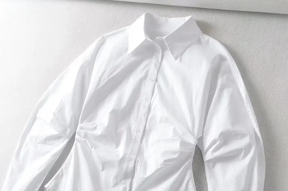 Buttons up Long Sleeve White Color Turn Down Collar Casual Fashion Shirts for Women