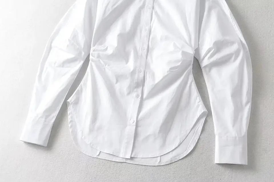 Buttons up Long Sleeve White Color Turn Down Collar Casual Fashion Shirts for Women