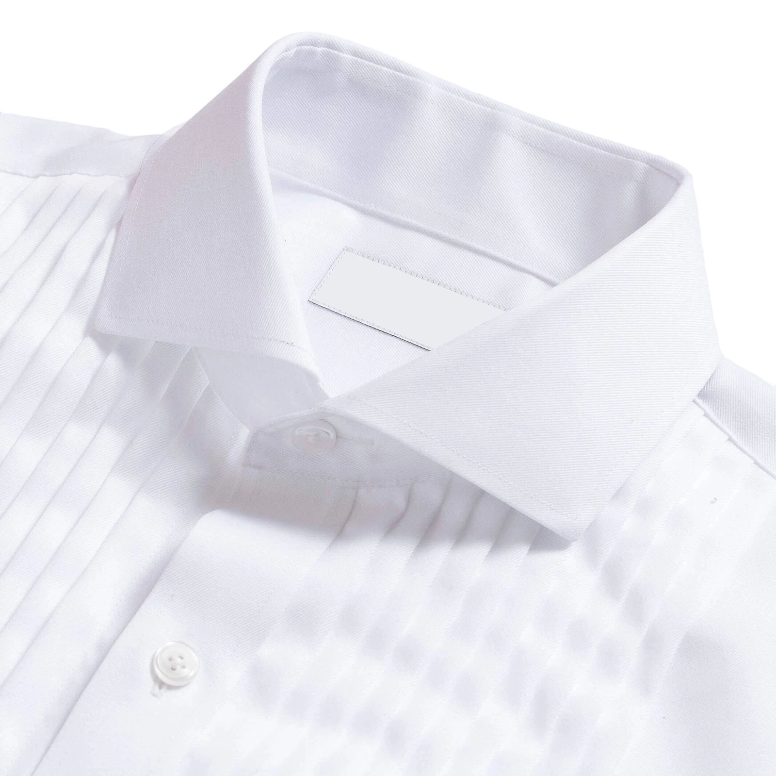 Factory OEM Custom Logo 100% Cotton Long Sleeve White French Cuff Spread Collar Pleated Front with Studs Cufflinks Tuxedo Shirt