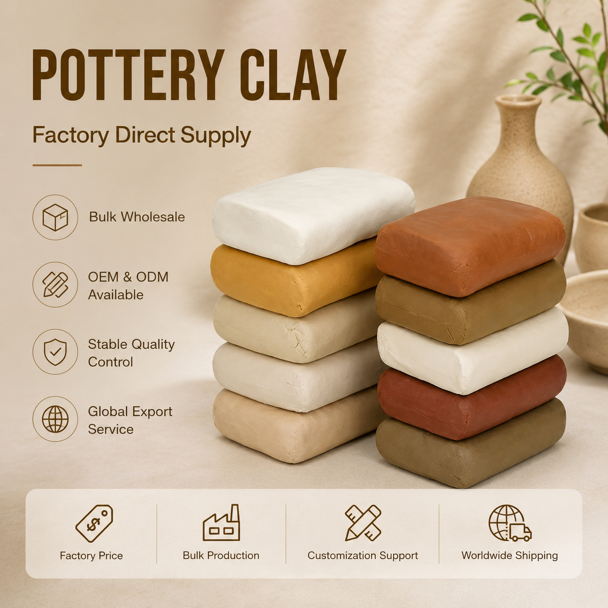 Wholesale Diy Craft Kit Home Natural Modeling Clay Air Dry Pottery Clay Set for Beginners Artists