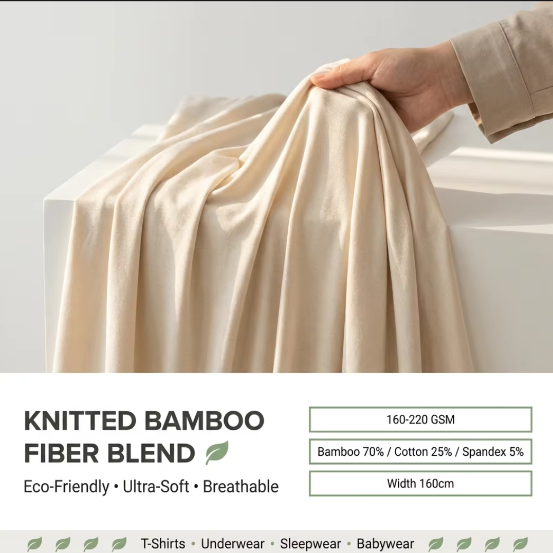 Manufacturer Wholesale Knit 260GSM 100% Bamboo Fiber Eco-Friendly Organic Single Jersey Pointelle Fabric Quick-Dry Boys