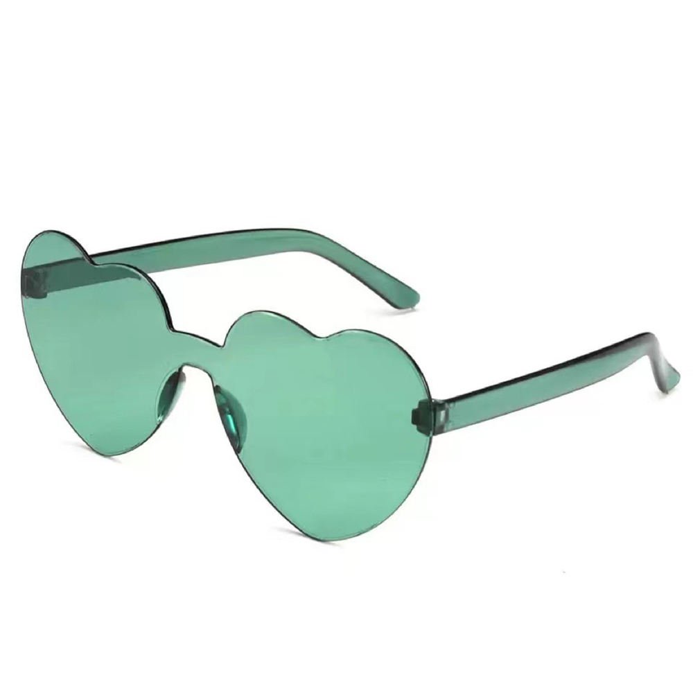 AI-MICH Love Heart Shape Sunglasses Women Rimless Frame Tint Clear Lens Colorful Sun Glasses Female Red Yellow Shades Travel