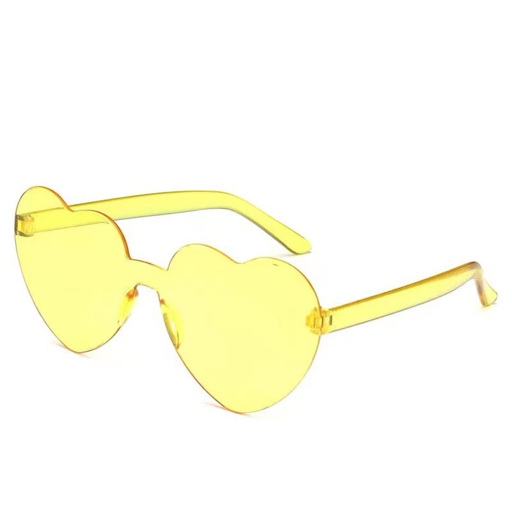 AI-MICH Love Heart Shape Sunglasses Women Rimless Frame Tint Clear Lens Colorful Sun Glasses Female Red Yellow Shades Travel