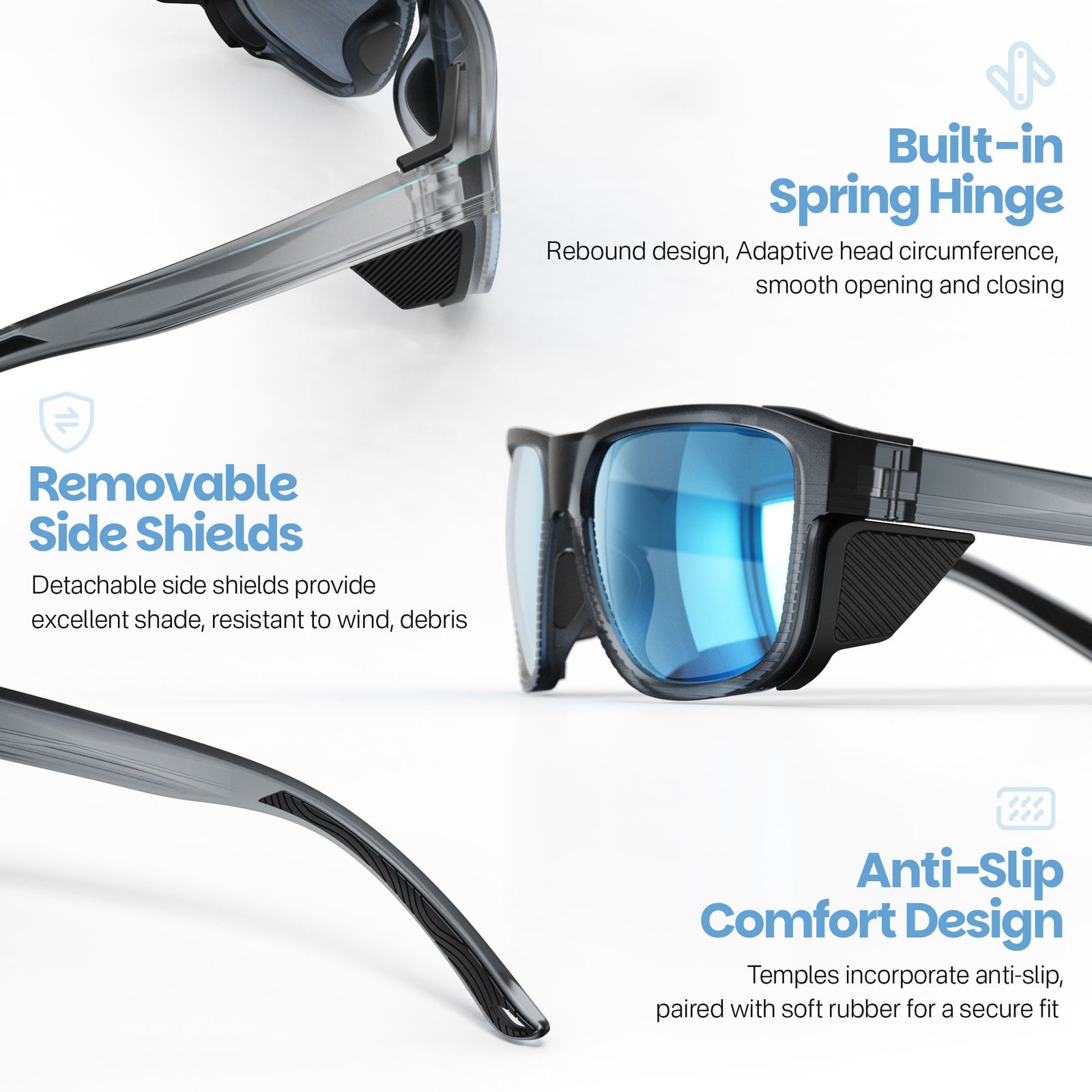 OEM TR90 Frame Side Shield Gafas De Sol Polarizadas UV400 Windproof Cycling Climbing Hiking Mountaineering Sports Sunglasses
