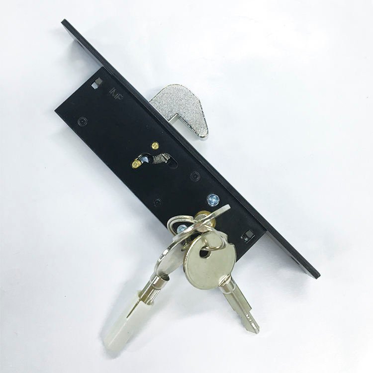 Double Cylinder 1-1/8'' Backset Steel Hook Bolt Mortise Lock with Stainless Steel Hook for Sliding Gate Door Includes 3 Keys