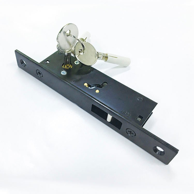 Double Cylinder 1-1/8'' Backset Steel Hook Bolt Mortise Lock with Stainless Steel Hook for Sliding Gate Door Includes 3 Keys