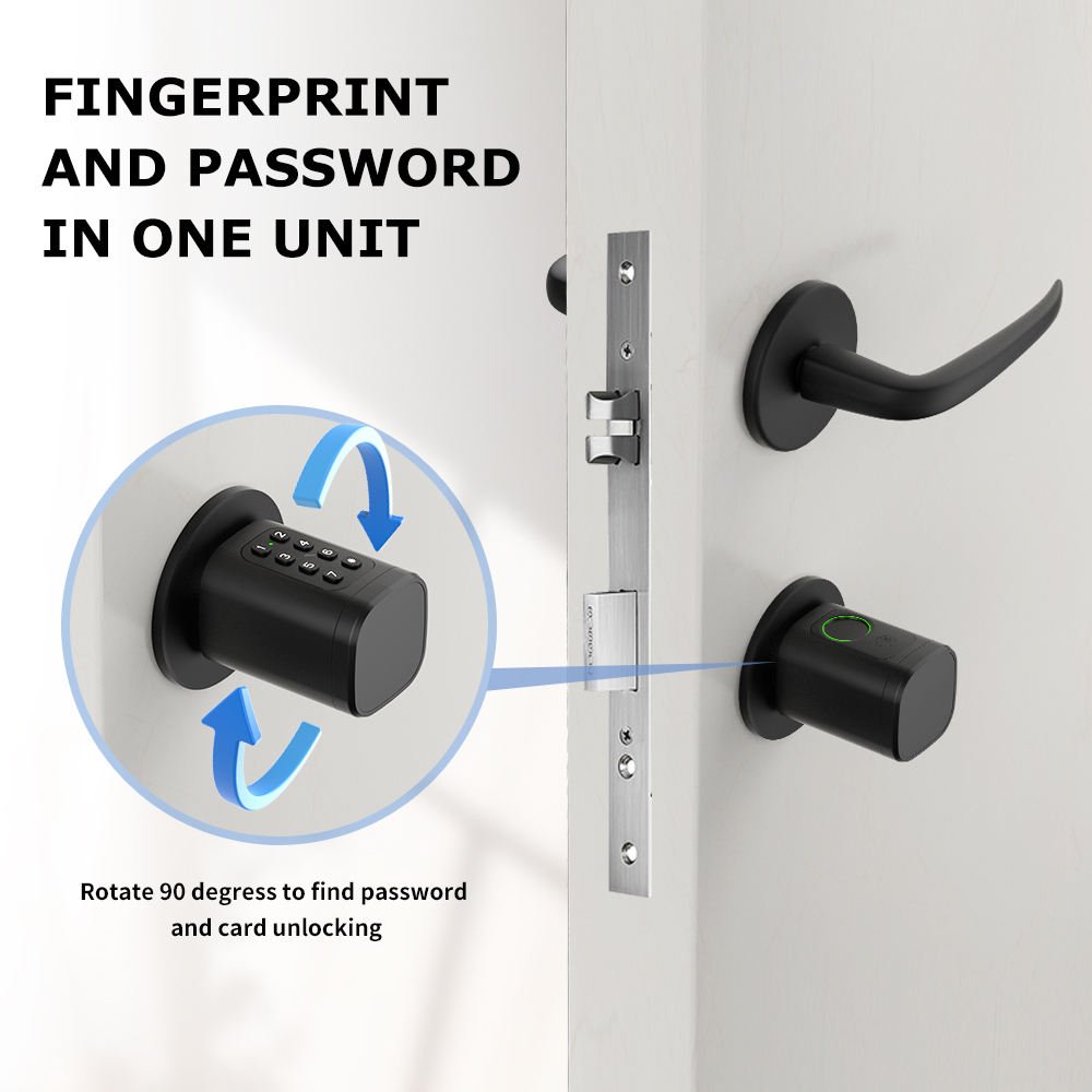 Smartek Euro Easy Replacement Fingerprint Passcode Key AAA Batteries Digital Electronic Tuya Card Cilindros Brass Cylinder Lock