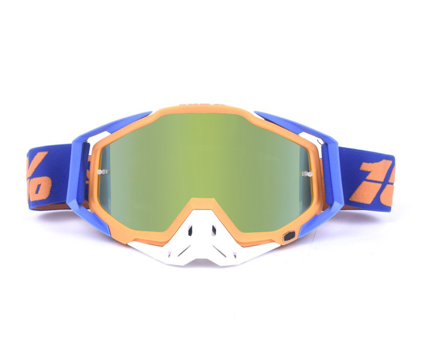 Outdoor Cycling Windproof Anti-Fog Blue Skiing Goggles with Adjustable Strap