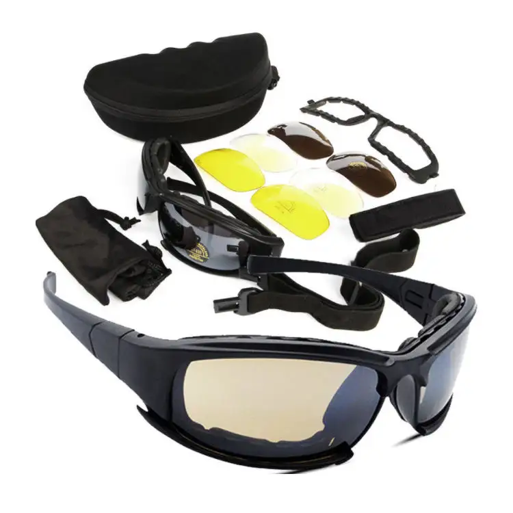 High Anti-Impact X7 Tactical Polarized Goggles Quality Unisex Night Vision Shooting Glasses 4 Lens Print Excellent Protection
