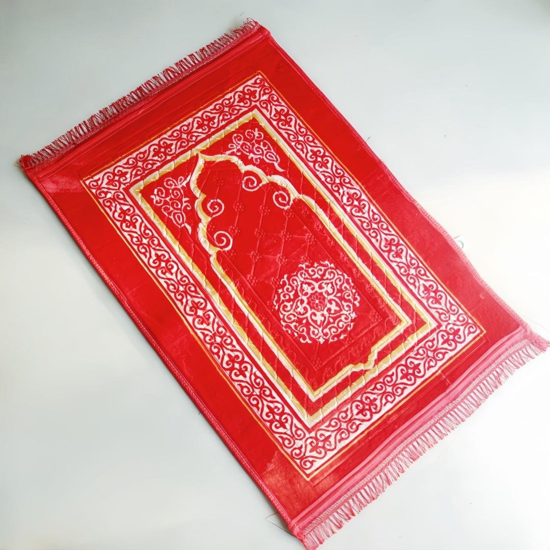 Raschel Worship Islam Prayer Rug Blanket Jute Kilim Soft Thick Solid Color Embossed Spot Travel Non-Slip PET Friendly