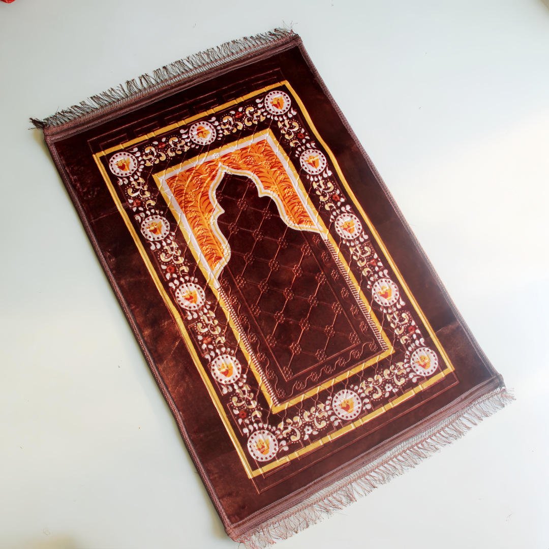 Raschel Worship Islam Prayer Rug Blanket Jute Kilim Soft Thick Solid Color Embossed Spot Travel Non-Slip PET Friendly