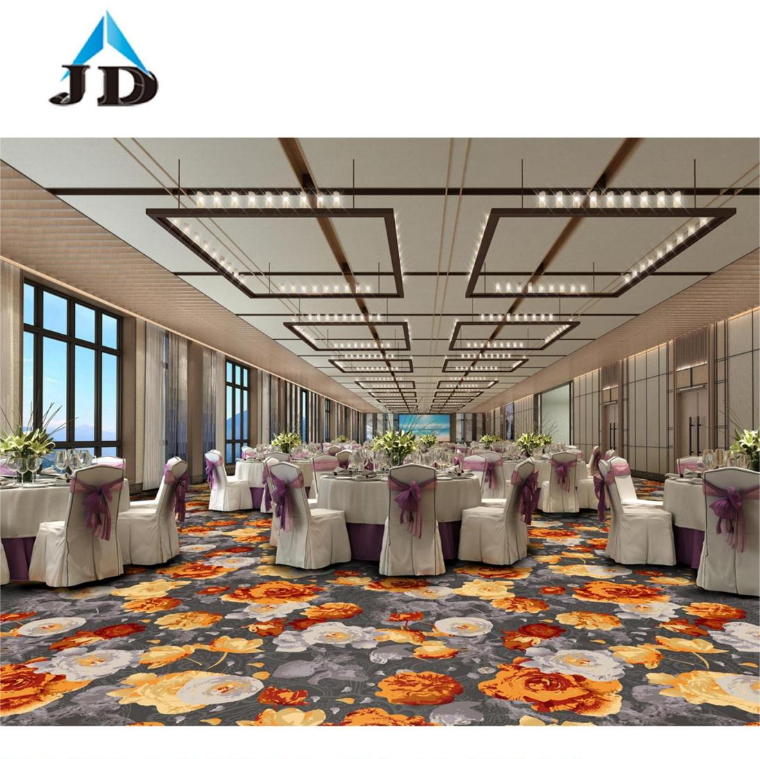 3D Printed 1200g Nylon Wall to Wall Carpet Wholesale Custom Casino Carpet Hallway Hotel Carpet