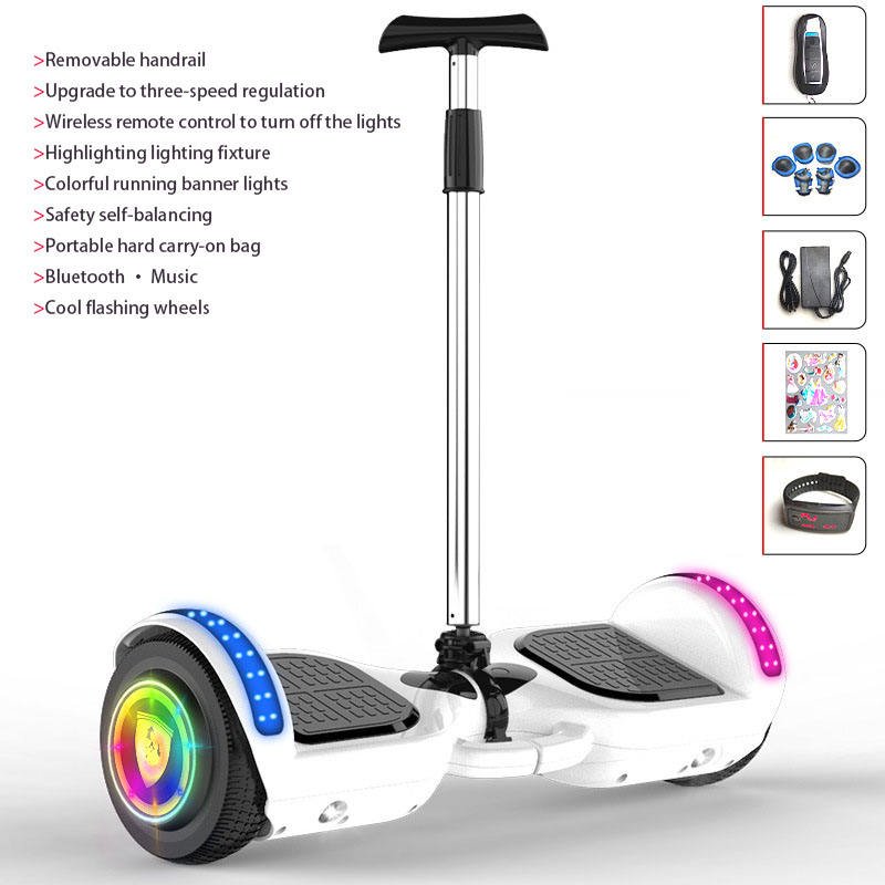 7 Inch Self-balancing Electric Scooter Hoverboard for Adults Kids Daily Commuting Outdoor Leisure with LED Lights with Handlebar