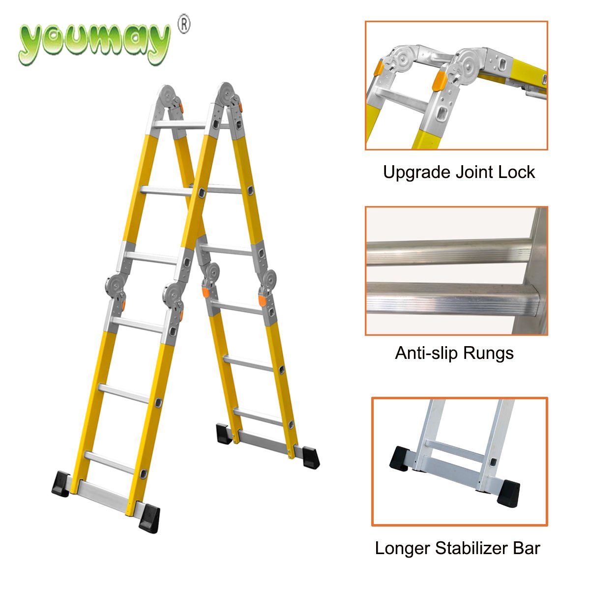 Factory Supply Fiberglass Multipurpose Ladder Portable Fiberglass Step Ladder