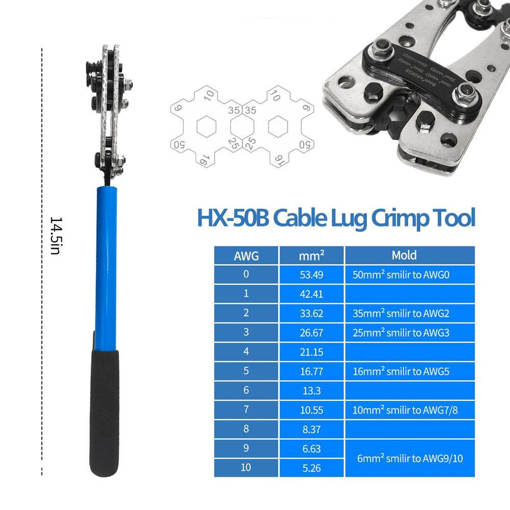 Cable Pliers Plated Powered Hand Crimper Set Hydraulic Tubular Wire Terminal Crimping Tool for Cable Lugs