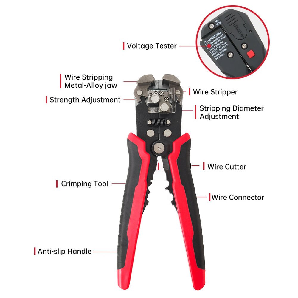 10-24 AWG Cord End Bootlace Ferrules Self Adjusting Automatic Cable Cutter Crimper Wire Stripper Tool Plier Set