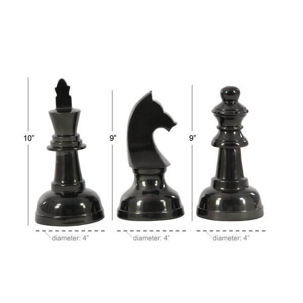 Trending Aluminum Chess Sculpture with Knight Queen and King Black Chess Pieces Home Decor modern polished sculpture India 2025