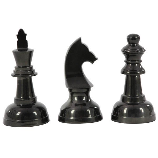 Trending Aluminum Chess Sculpture with Knight Queen and King Black Chess Pieces Home Decor modern polished sculpture India 2025