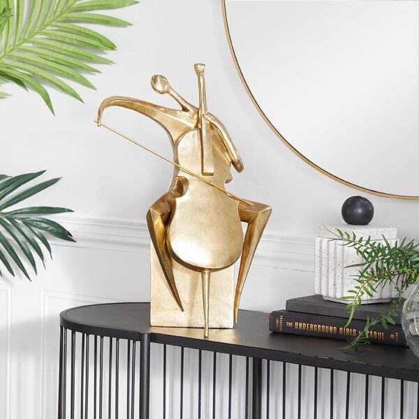 Modern Sculpture of a Man Playing Guitar Gold Plated Luxury Home Office Decor Eco-Friendly Handmade for Birthday & Diwali Gifts