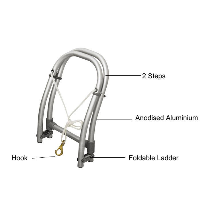 Convenient Marine 2 Steps Aluminum Folding Boat Ladders