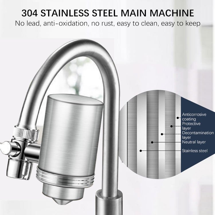 Faucet Water Filter Kitchen Faucet Water Purifier Faucet Mounted With 304 Stainless Steel Activated Carbon Filter
