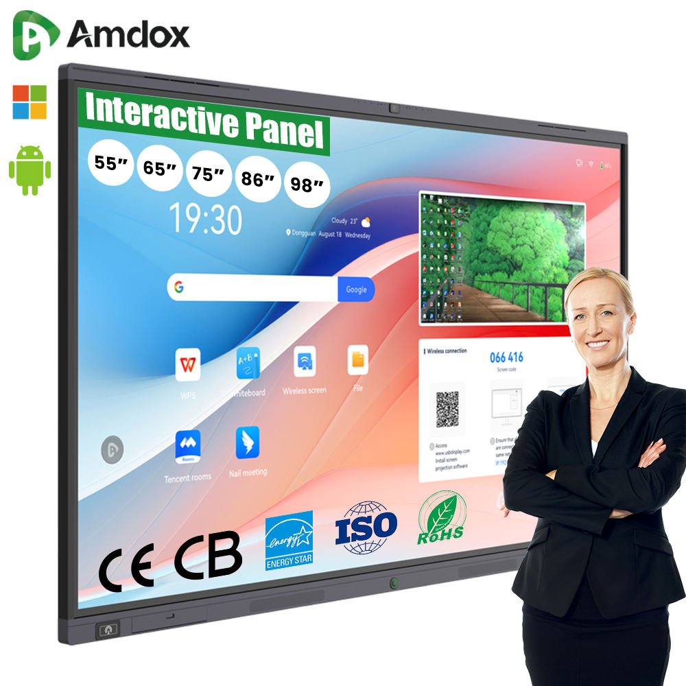 Interactive Whiteboard Smart Board Flat Panel All in One Education System 55-98Inch Touch Screen for School and Conference