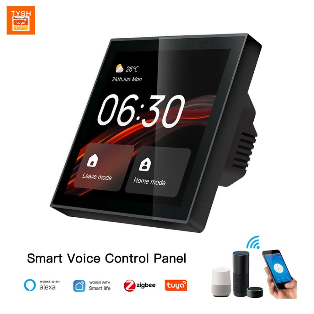 TYSH for Tuya 4 Inches Smart Home Automation Gateway Scene Switch Panel All-in-One Control Panel Alexa Built-In Max 10A Smart