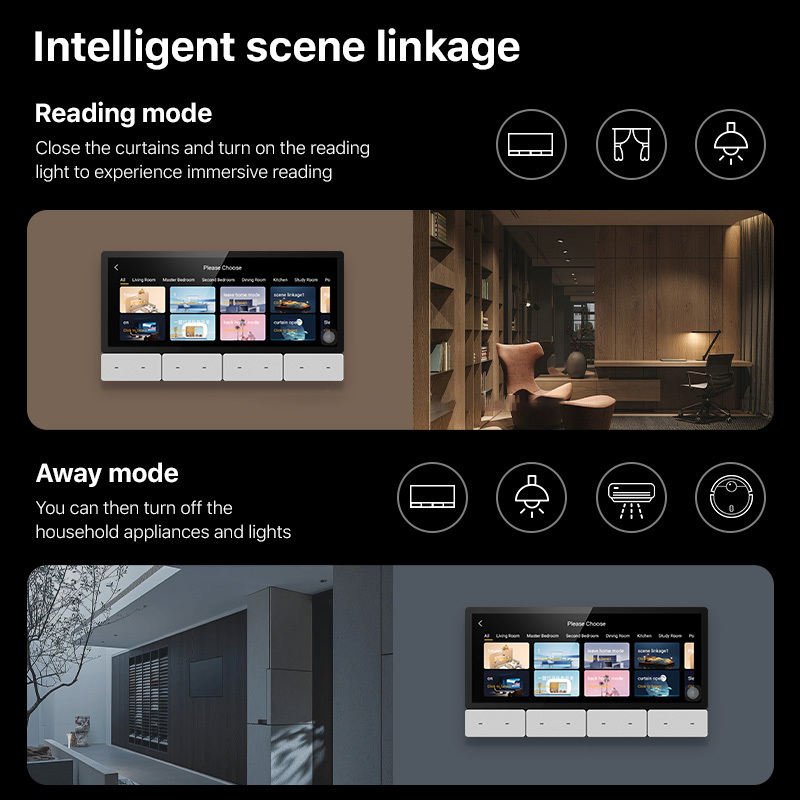 TYSH Zigbee 6.2 Inch Smart Control Panel Uk/eu Connectivity 4 Speakers 3 Gang Light Control Multi-color Wifi for Home Automation