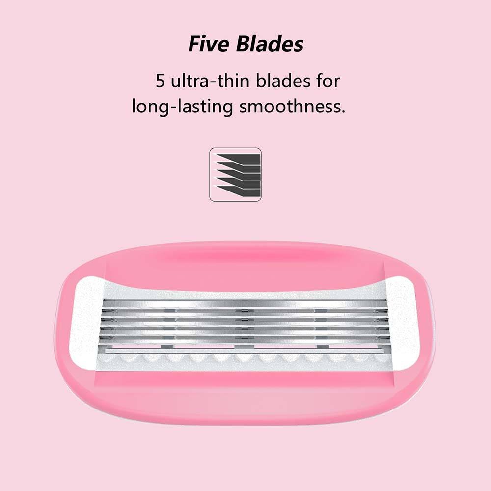 GOODMAX Razor Blades Women Back Hair Shaver Razor Five Blade Removal Body Razor