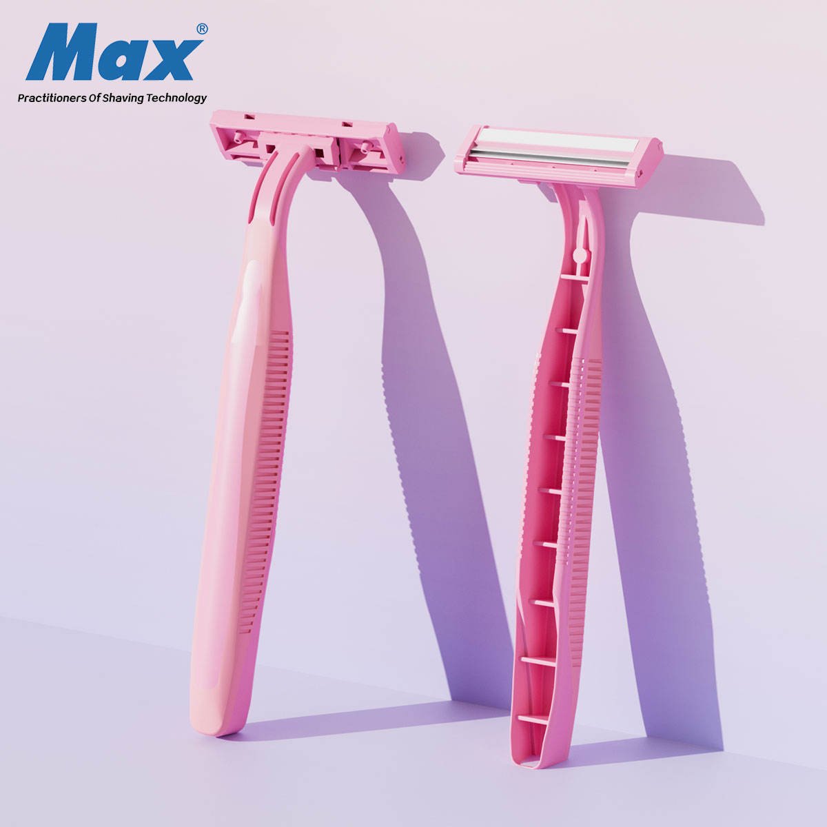 MAX Brand New Design Twin Blade Razor Disposable Shaving Razor for Women with Display Package 24 Pcs/Card
