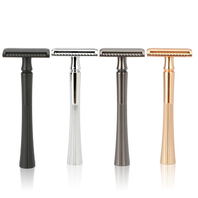 Double Edge Metal Safety Razor Long Handle Shaving Razor for Men & Women