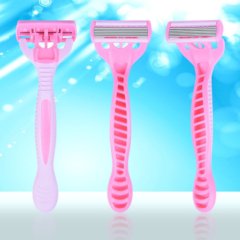 New Design 4pcs/Card Safety Shaving Razor Six Blade Swedish Stainless Steel Disposable Razor for Women Underarm/Bikini Pink