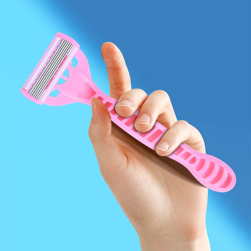New Design 4pcs/Card Safety Shaving Razor Six Blade Swedish Stainless Steel Disposable Razor for Women Underarm/Bikini Pink