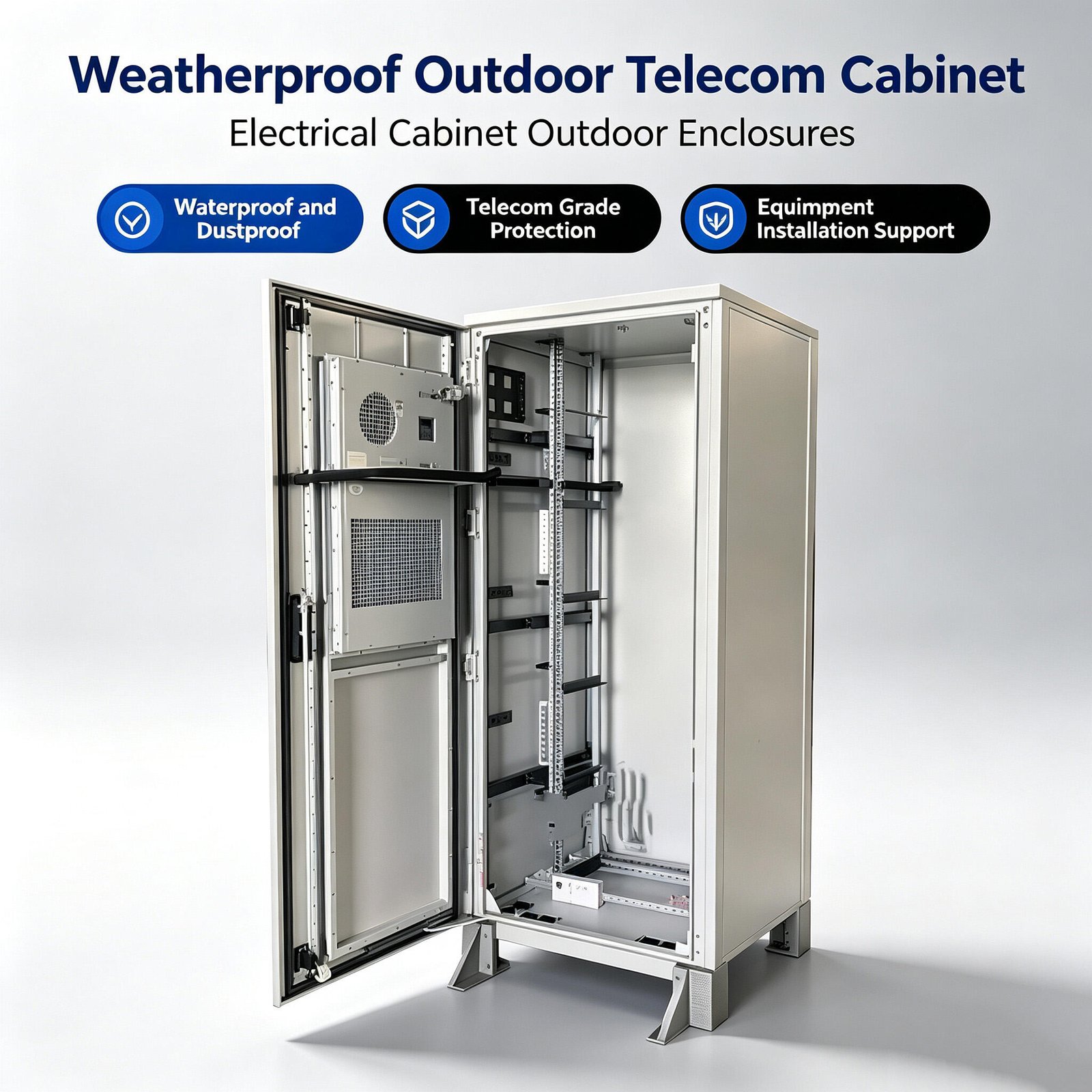 Weatherproof Outdoor Telecom Cabinet IP55 Electrical Equipment Cabinet Outdoor Server Enclosure for Base Station Power System