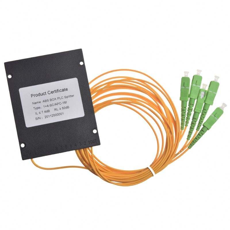 ABS Box type ftth fiber optic epon/gpon plc splitter 1 4 fiber optic splitter 1x4