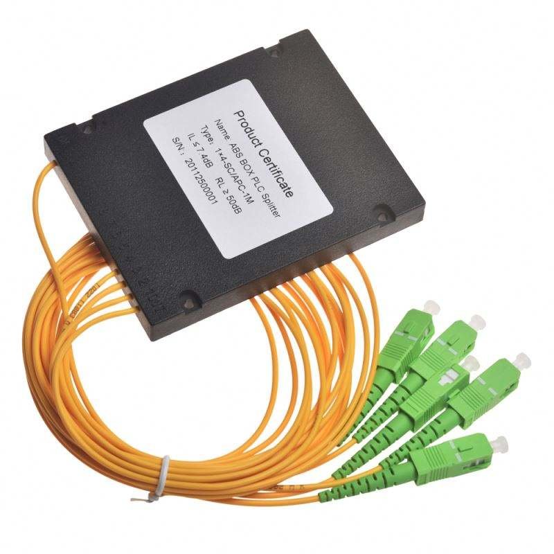 ABS Box type ftth fiber optic epon/gpon plc splitter 1 4 fiber optic splitter 1x4
