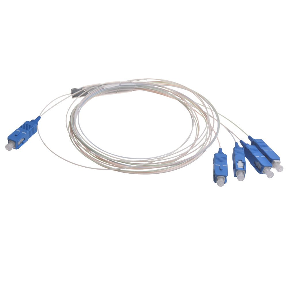 Lenew FTTH Factory Supply Steel Tube Type Fiber Optical Splitter Mini 1*4 1m SC APC UPC Fiber Optic Splitter