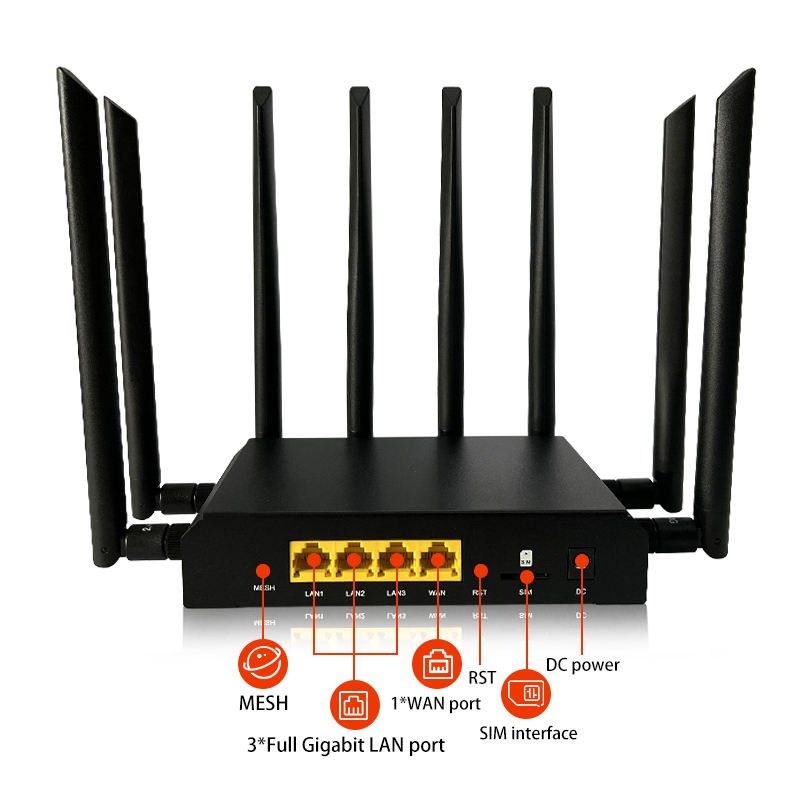 Superior Quality AX1800 Mesh Router IPQ6000 Gigabit Modem 4G/5G Wireless Wifi 1800Mbps Dual Band Cat12 with SIM Card Slot
