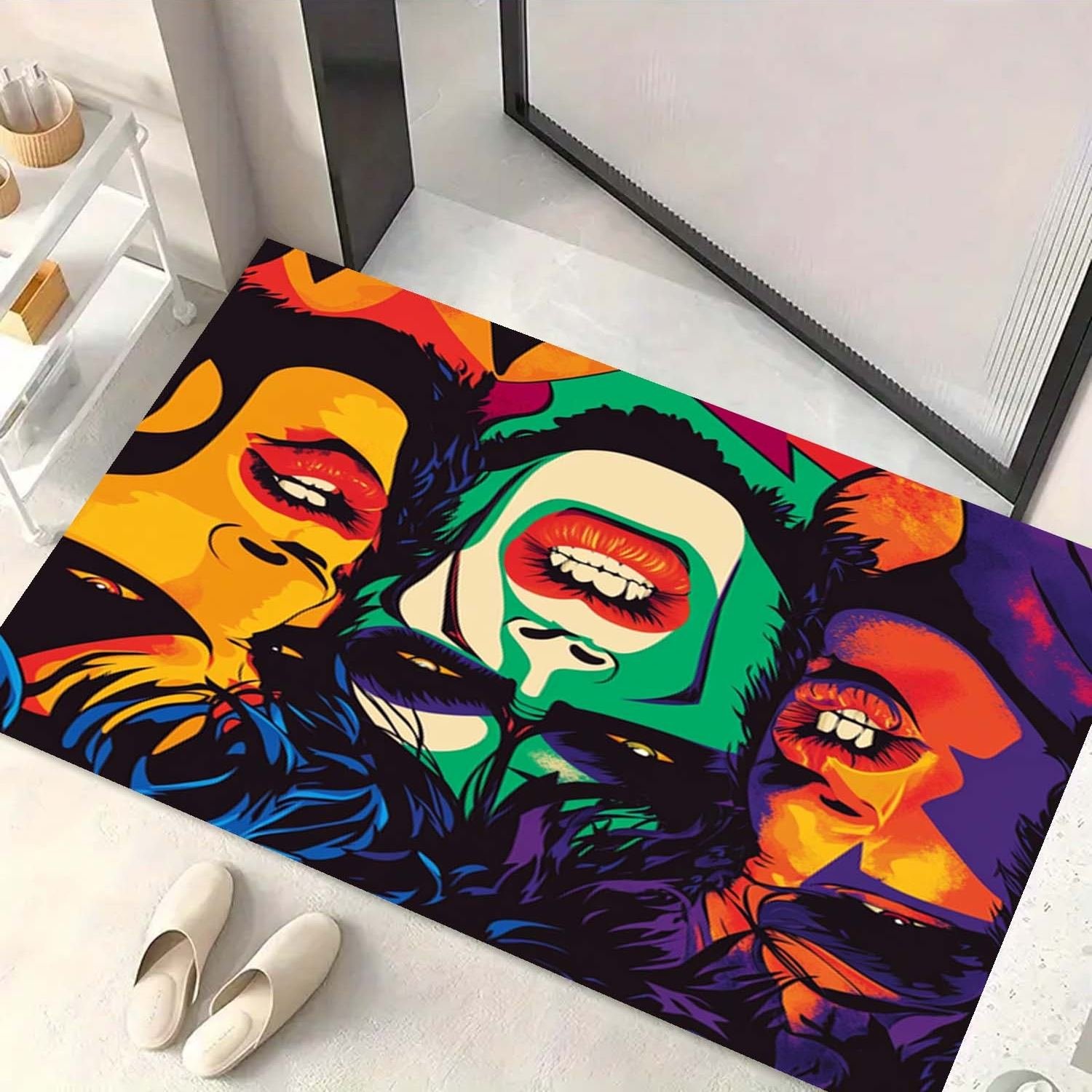 Customizable Luxury Plush Polyester Bath Mat with Novelty Cashmere Imitation Pattern for Home Living Rooms & Hotels