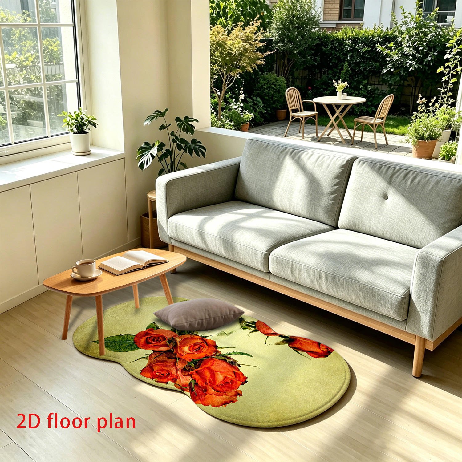 Custom Print Modern Floral Sponge Eco-Friendly Waterproof Non-Slip Flat Pile Thin Polypropylene Backing Bath Mat Factory Direct
