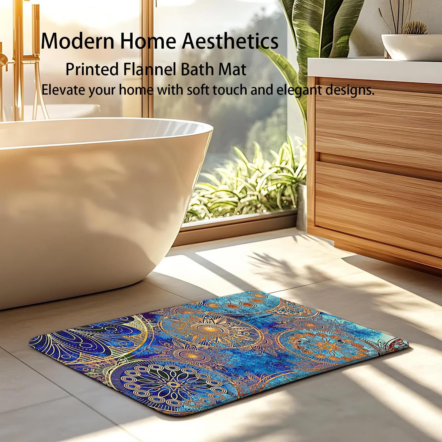 Custom Printed Ultra Absorbent Bath Mat Non Slip Mandala Design Bathroom Rug Personalized Floor Mats Quick Dry Wholesale