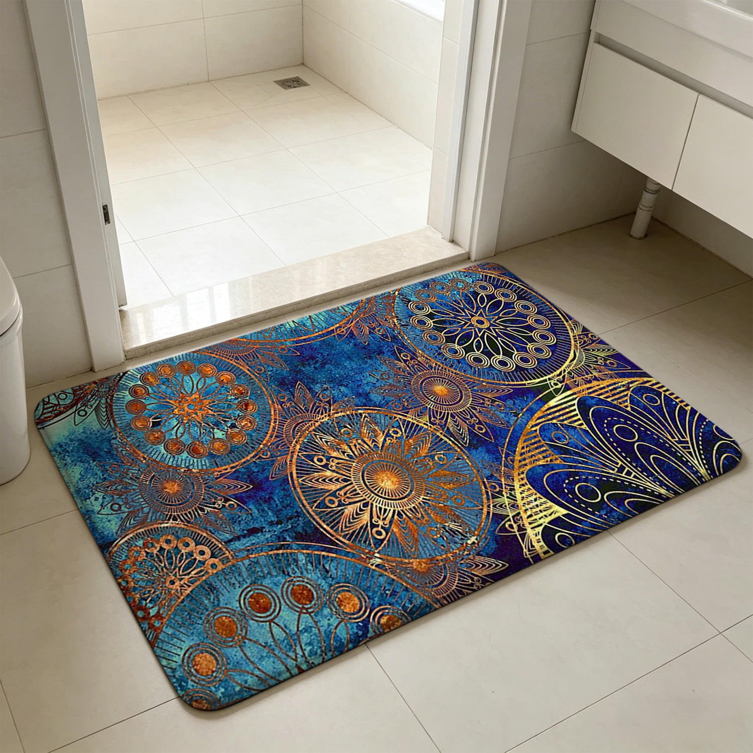 Custom Printed Ultra Absorbent Bath Mat Non Slip Mandala Design Bathroom Rug Personalized Floor Mats Quick Dry Wholesale