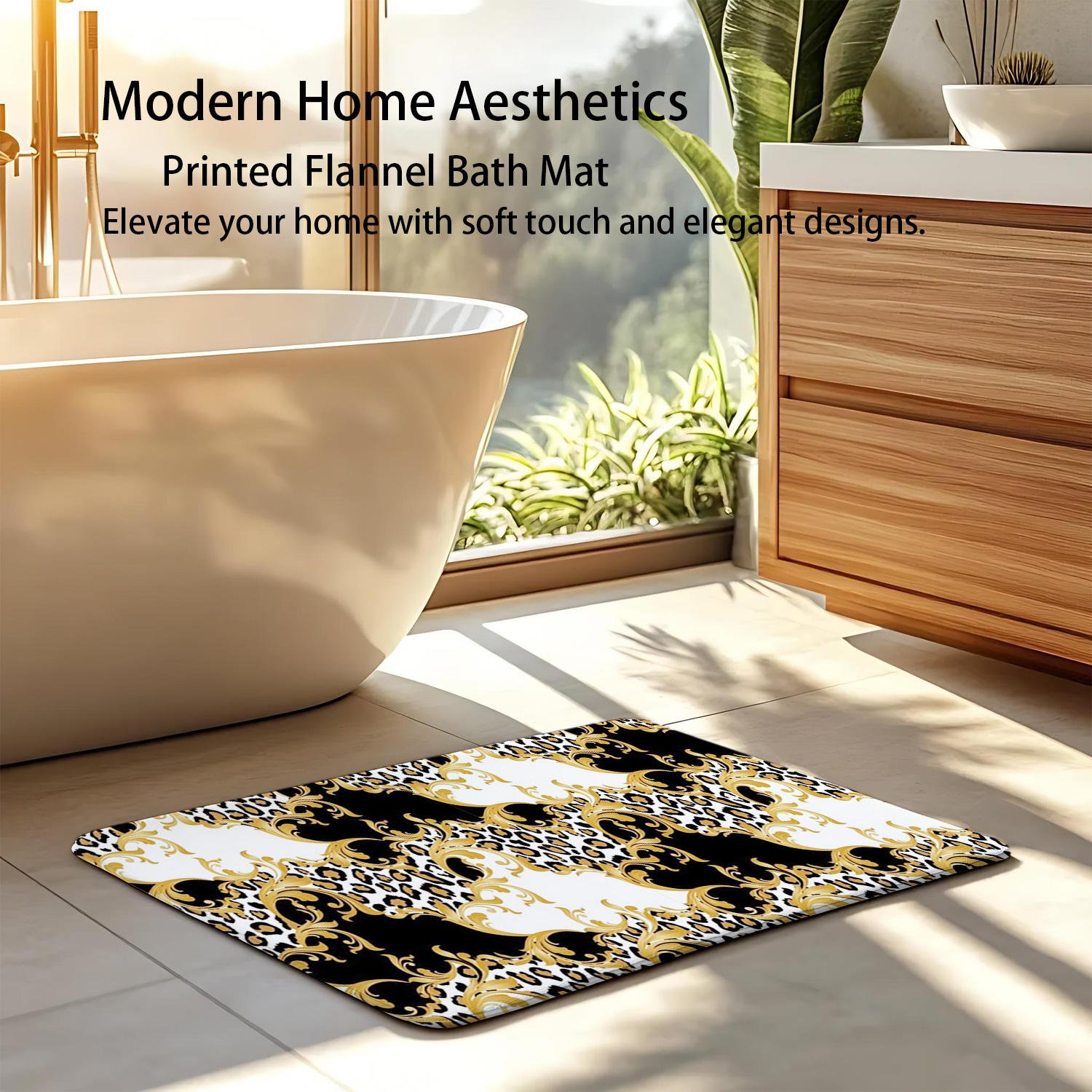 Custom Printed Flannel Bath Mat Non Slip Soft Absorbent Bathroom Rug Personalized Modern Home Decor Floor Mats Wholesale