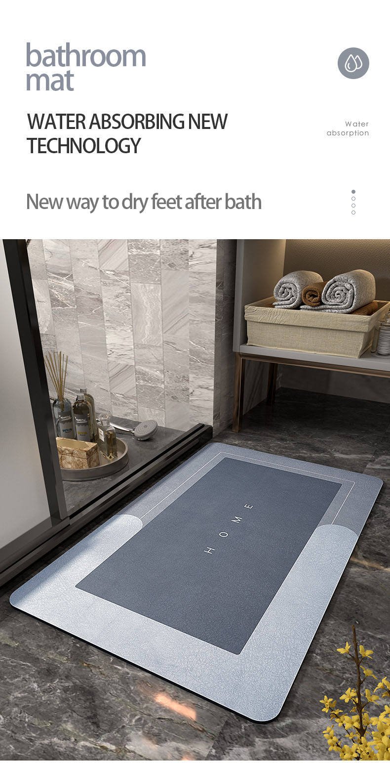 2026 Hot Sale Bath Mat Super Absorbent Non slip Diatom Mud Bathroom Rug Quick Drying Bath Custom Mat Kitchen Entrance Door Mats