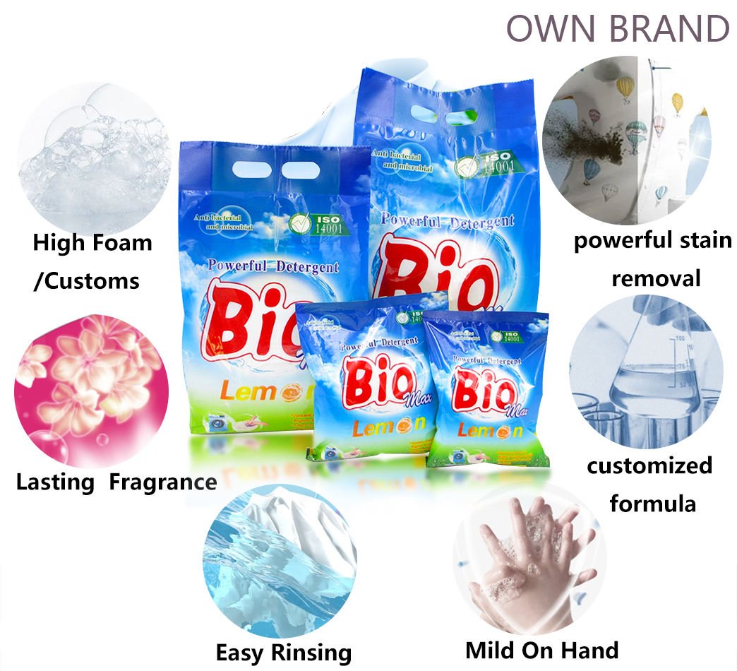 Super Clean High-Efficient Laundry Detergent 4kg-25kg Soaps En Polvo a Granel Disposable for Apparel Use