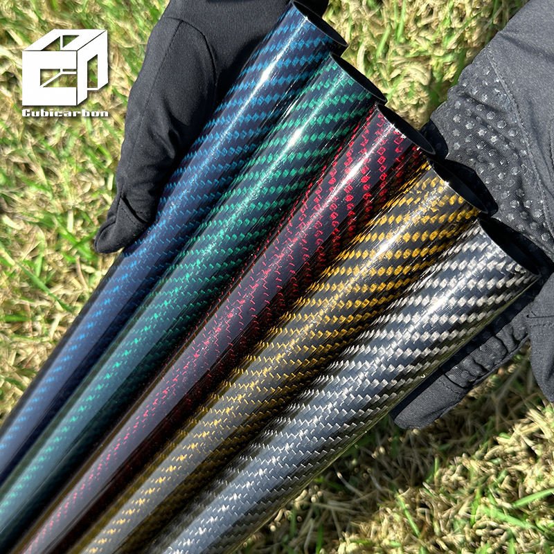 OEM 12*10*1000mm Carbon Fiber Tubes 3K Colored Gold Yellow Carbon Fibre Tube Custom 1500mm 2000mm Carbon Fiber Tube Pipe