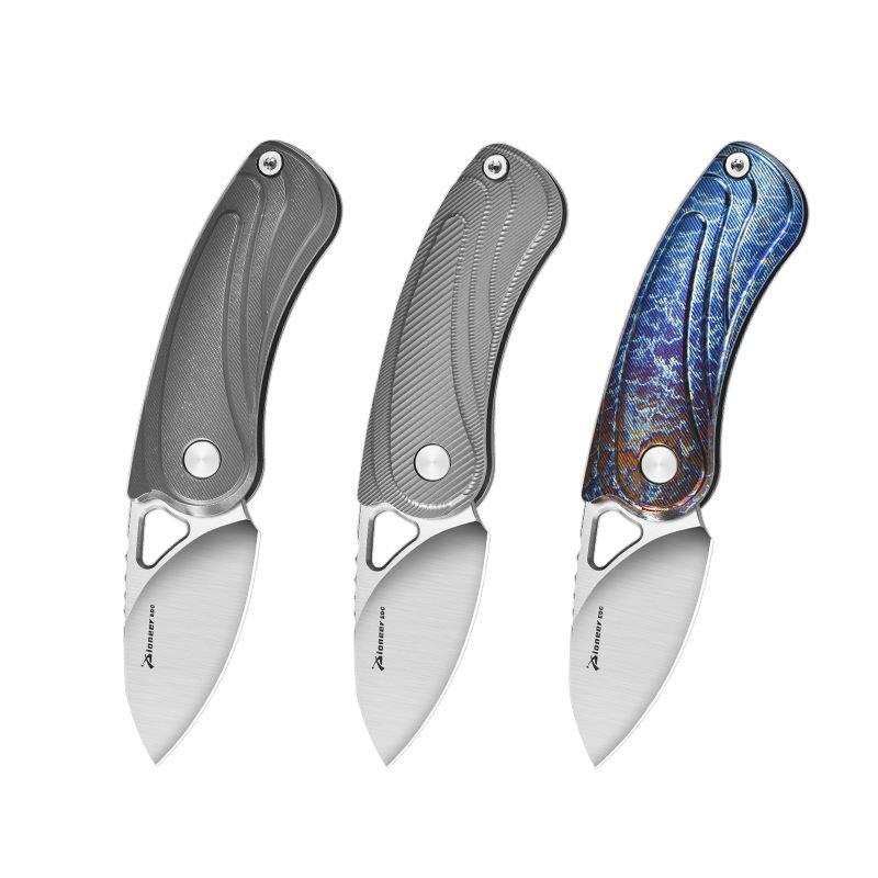 PioneerEDC China Premium Folding Knives 14C28N Steel Folding Knife Titanium Edc Pocket Collectable Small Knife for Safety