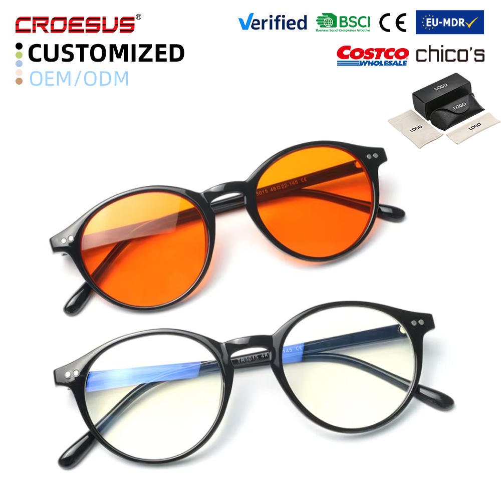 Custom Logo Unisex Fashion Optical Eyeglasses Frames Red Lens Anti Blue Light Blocking Reading Glasses for Daily Office Driving